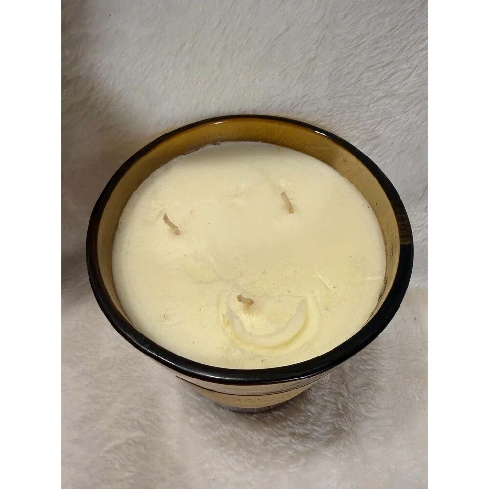 Threshold 35.8oz Tobacco Bergamot 3-Wick Candle Yellow Glass Vase 70Hr New